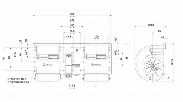 12V Spal Radial Gebläse 006-A46-22GR Heizungslüfter 910m³/h 15,5Amp 1,8kg