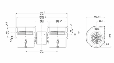 12V Spal Radial Gebläse 008-A45-02 GR RA3VCV Heizungslüfter 690m³/h 17,5A 1,7kg - Kopie