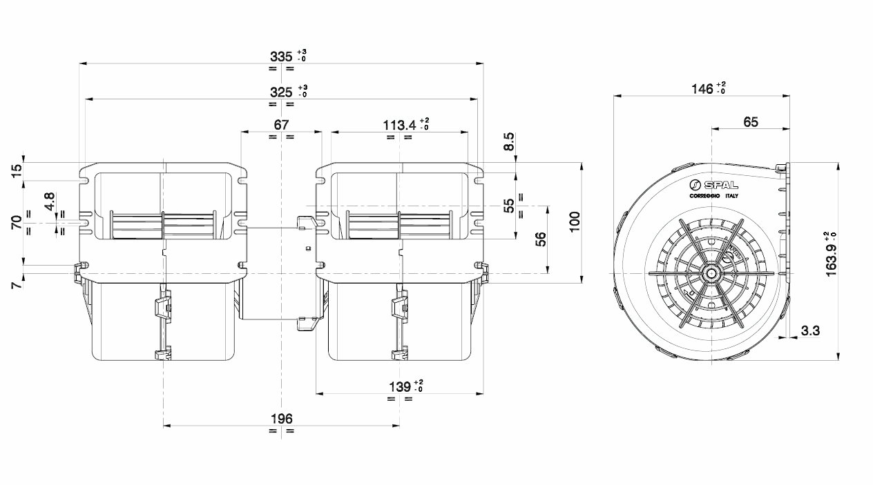 SPAL-Gebläse mit Gebläse - Durchmesser: 382 mm - 2140 m3/h - UC49022 spal 